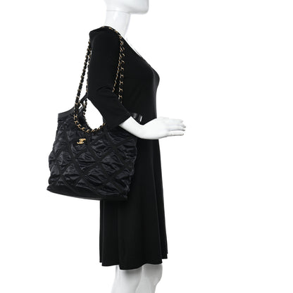Chanel Nylon Grosgrain Quilted Lifestyle Shopping Tote Black 2 of 13