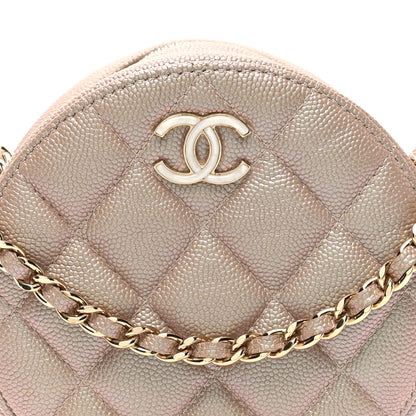 Chanel Iridescent Caviar Resin Quilted Round Clutch With Chain Beige 8 of 10