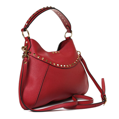 Valentino Garavani Grained Calfskin Medium Twinkle Studs Hobo Rosso Valentino 3 of 10
