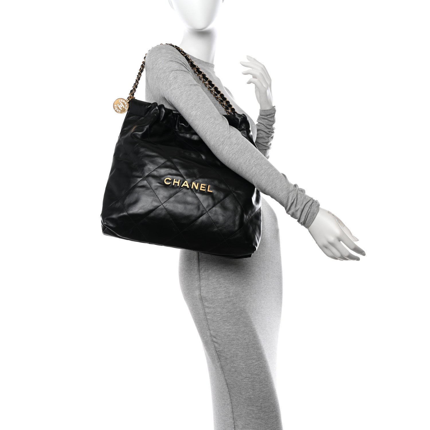 Chanel Shiny Calfskin Quilted Chanel 22 Black 2 of 12