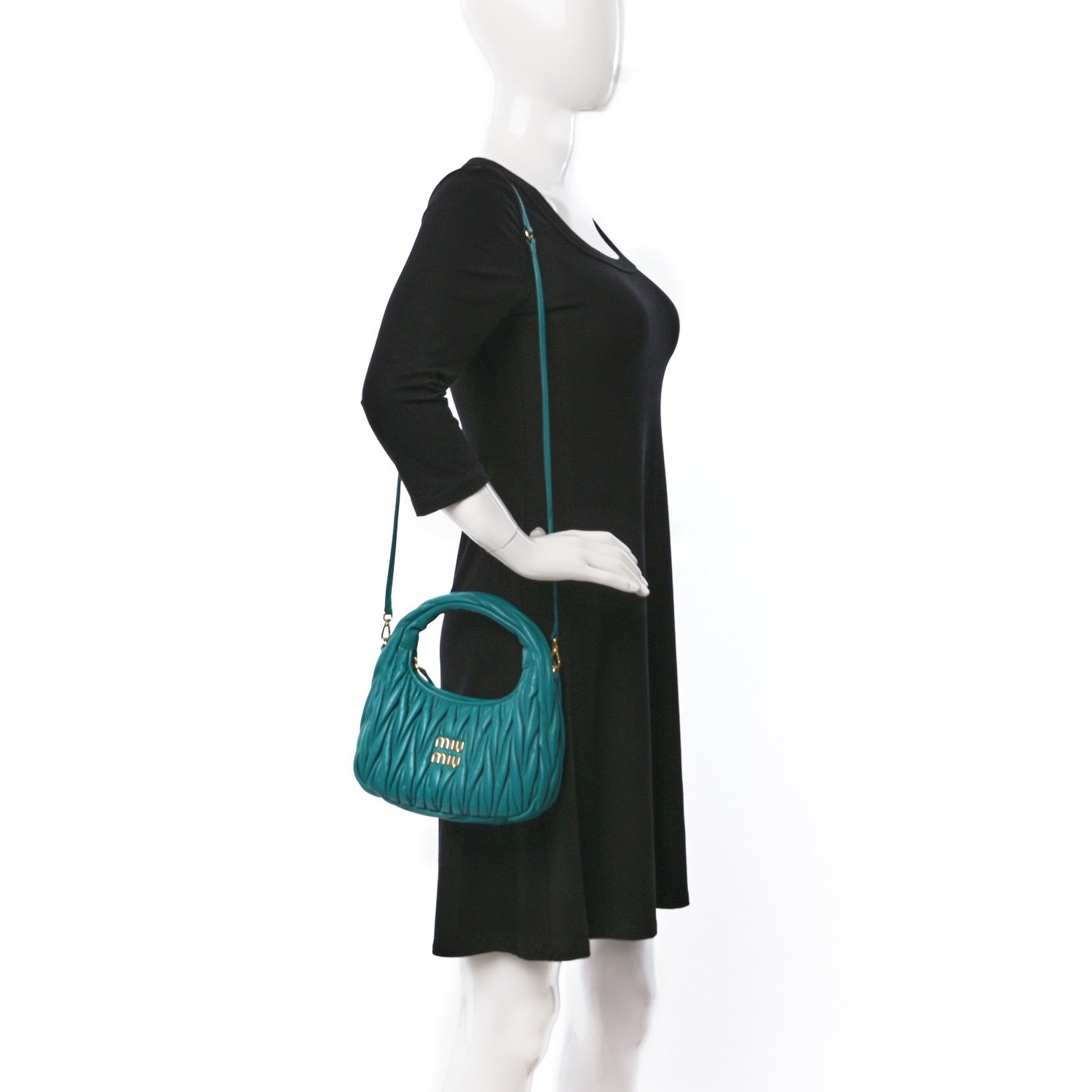 Miu Miu Nappa Matelasse Small Wander Hobo Laguna 2 of 9
