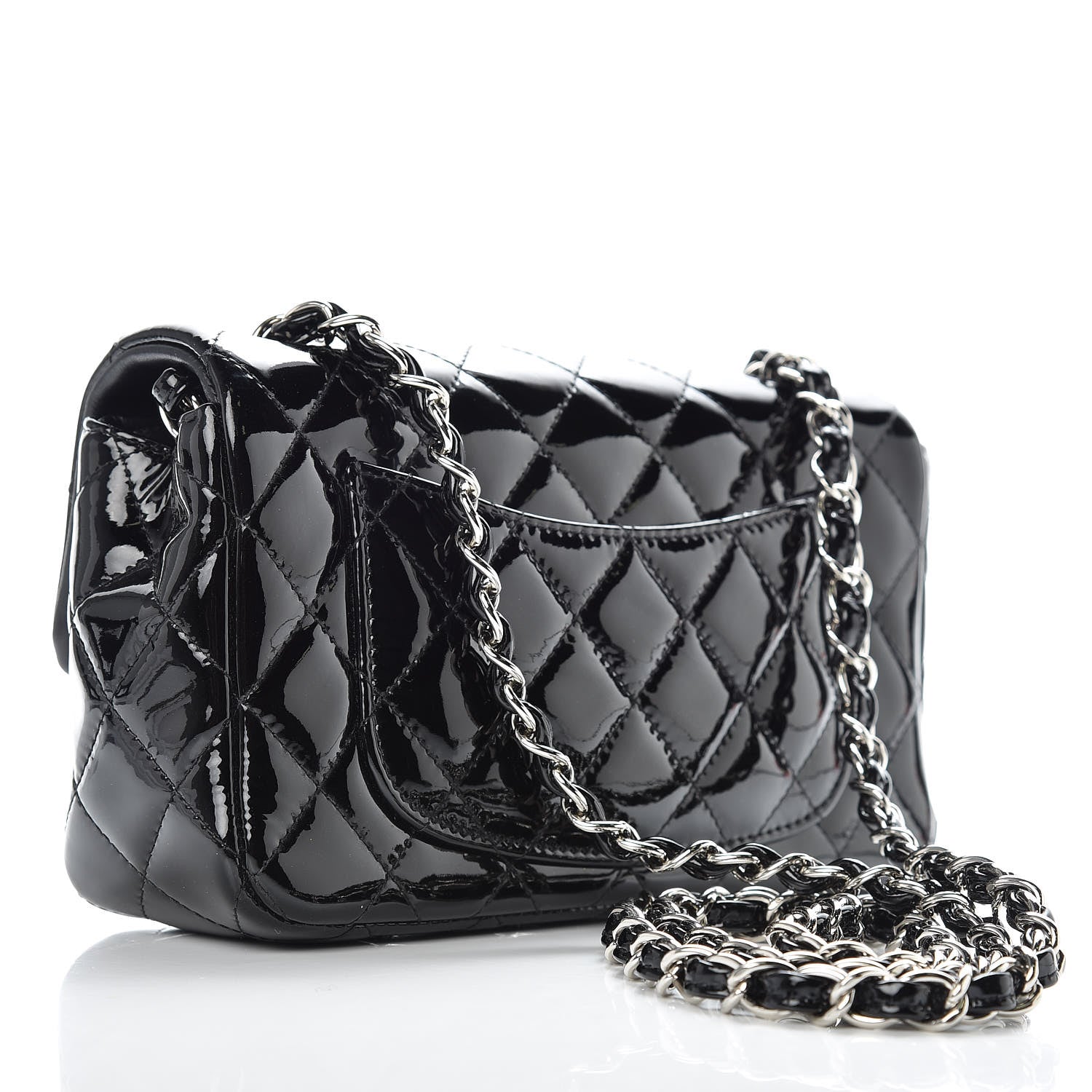 Chanel Patent Calfskin Quilted Mini Rectangular Flap Black 3 of 10