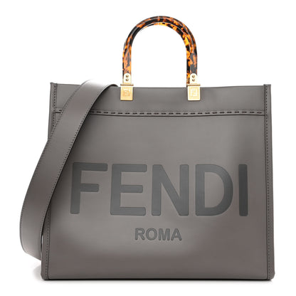 Fendi Vitello King Plexiglass Logo Embossed Medium Fendi Sunshine Shopper Tote Moon 1 of 8