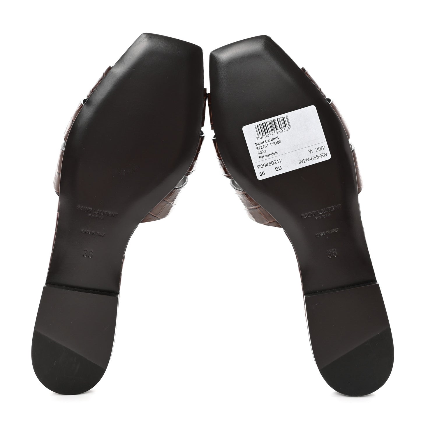 Patent Croc Embossed Tribute 05 Slide Sandals 36 Moro
