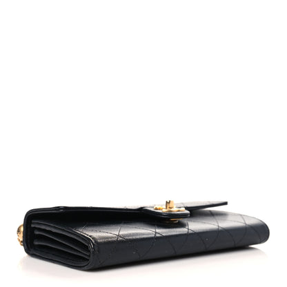 Chanel Goatskin Quilted Chic Pearls Clutch With Chain Black 4 of 11
