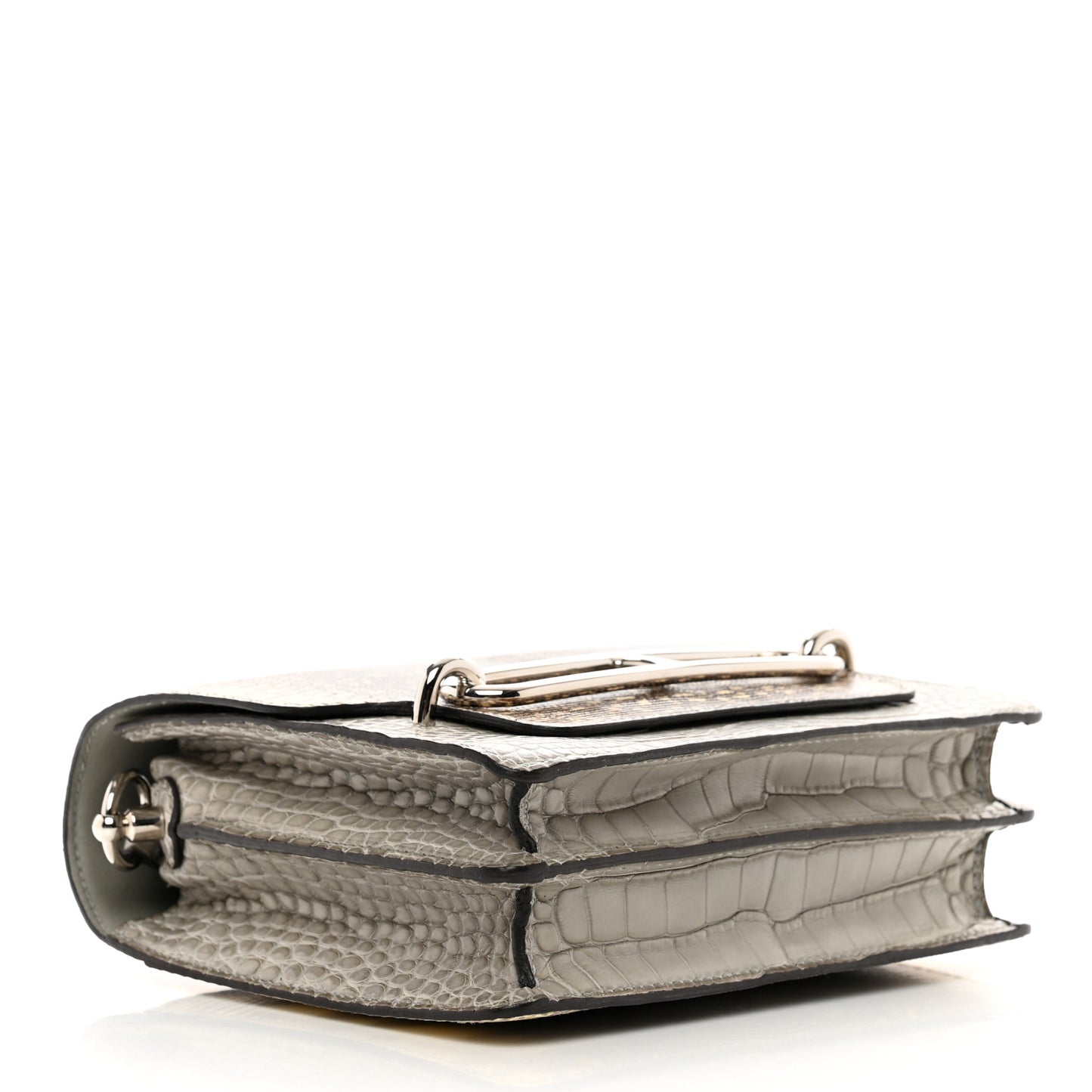 Matte Alligator Lizard Mini Sac Roulis Ombre Gris Perle