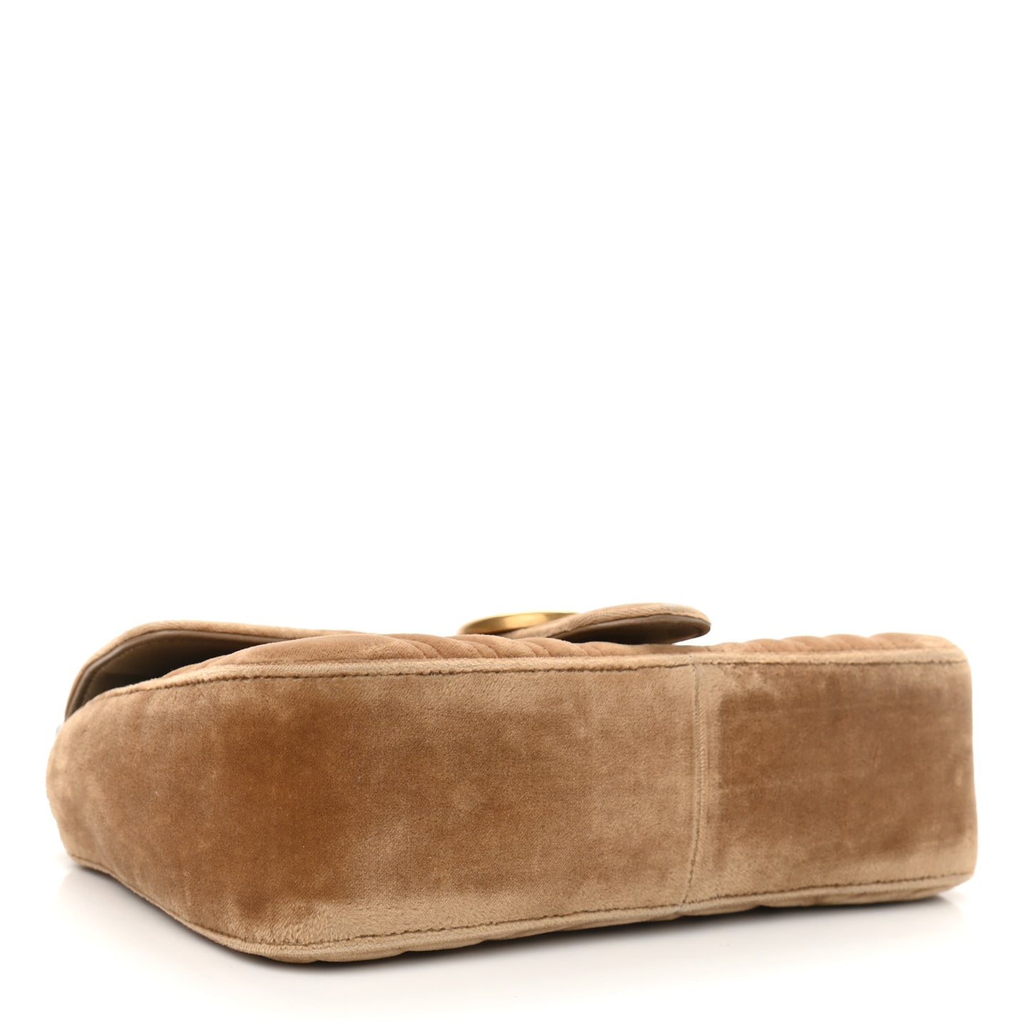 Velvet Matelasse Small GG Marmont Shoulder Bag Taupe