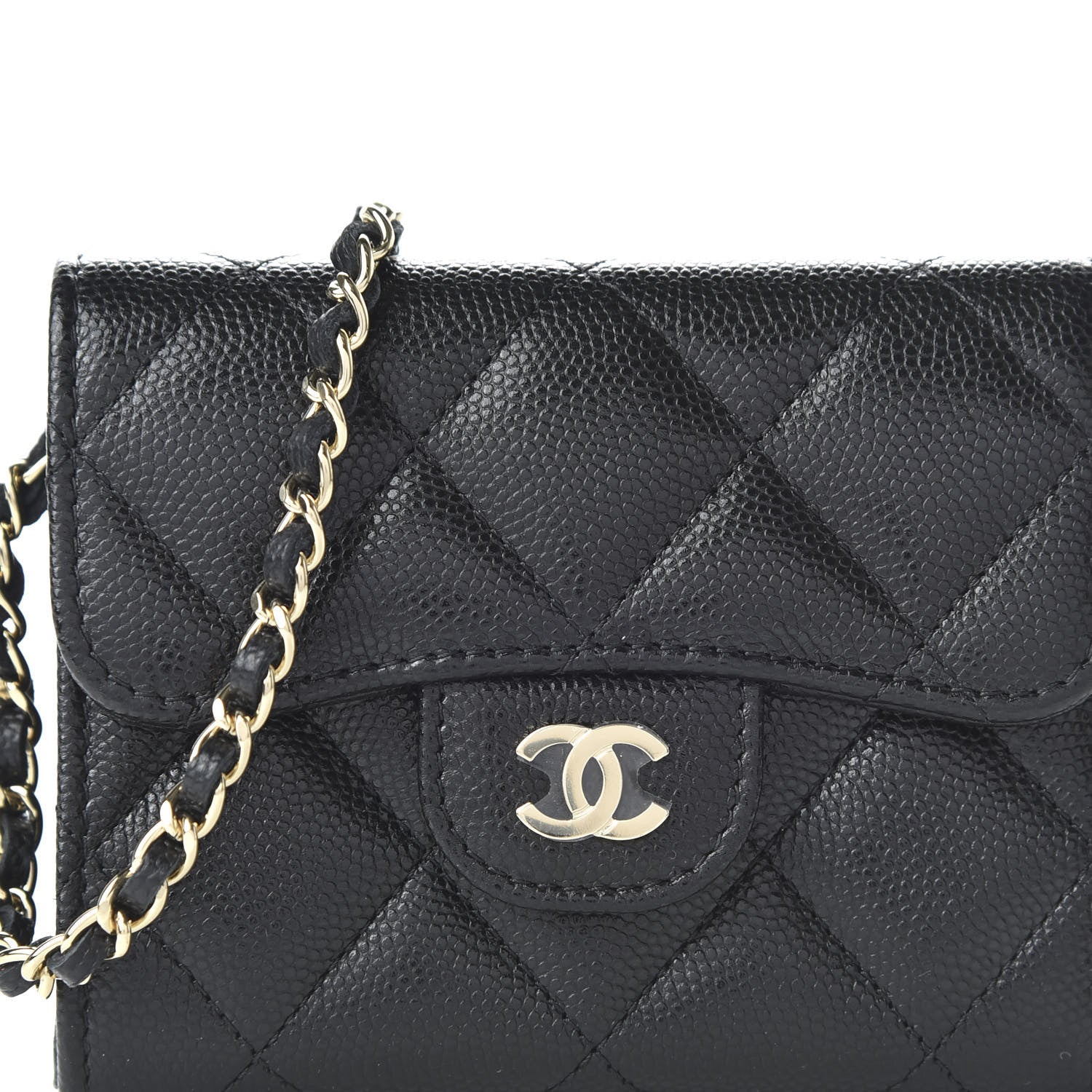 Chanel Caviar Quilted Flap Card Holder On Chain Black 10 of 11