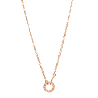 Cartier 18K Pink Gold 2 Diamond LOVE Necklace 1 of 5