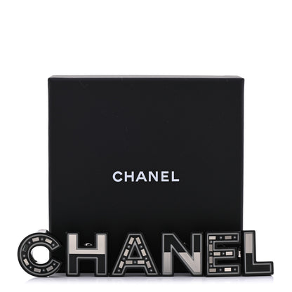 Chanel Resin Mirror Logo Brooch Set Black 5 of 5