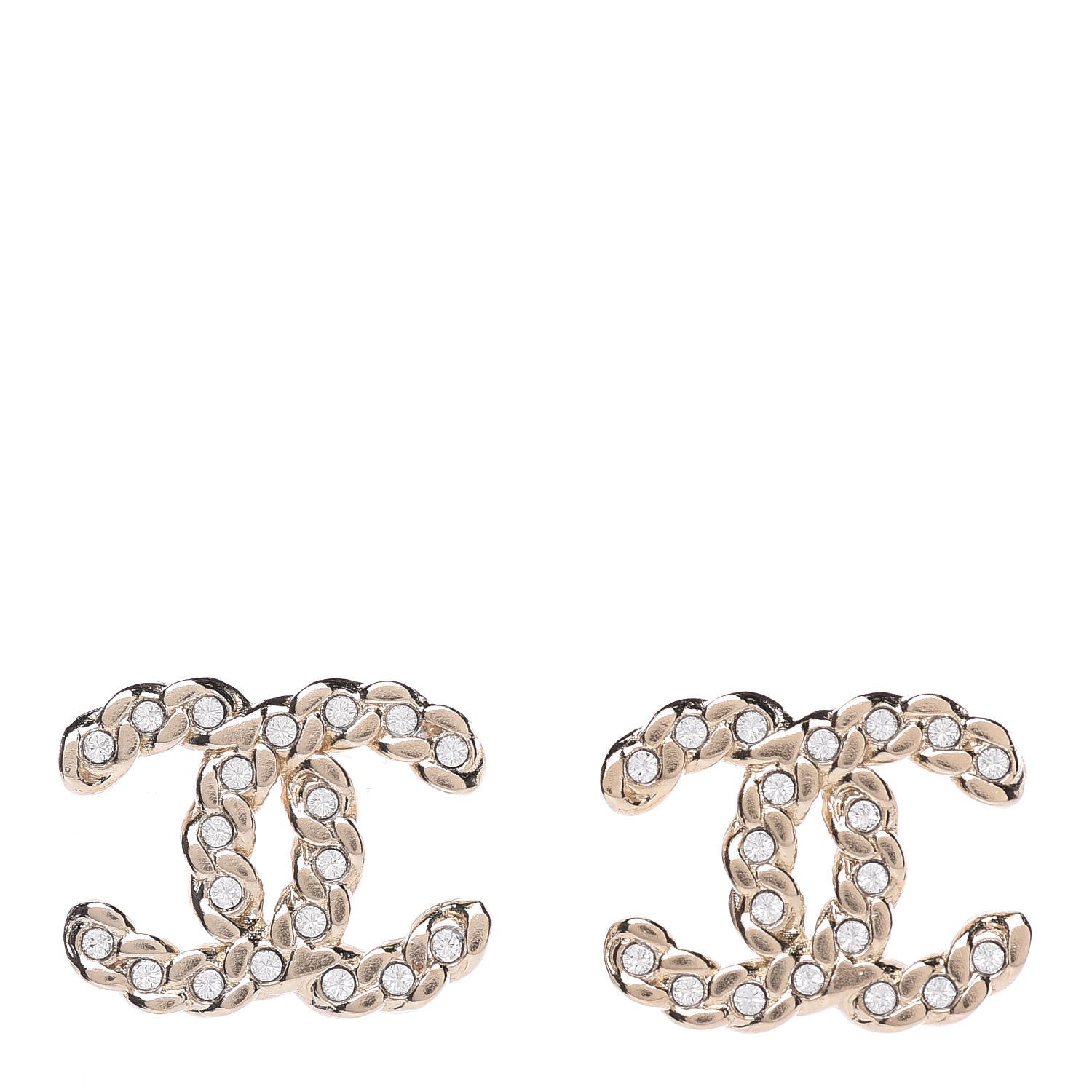 Chanel Crystal Pearls Coronation CC Earrings Gold 1 of 6