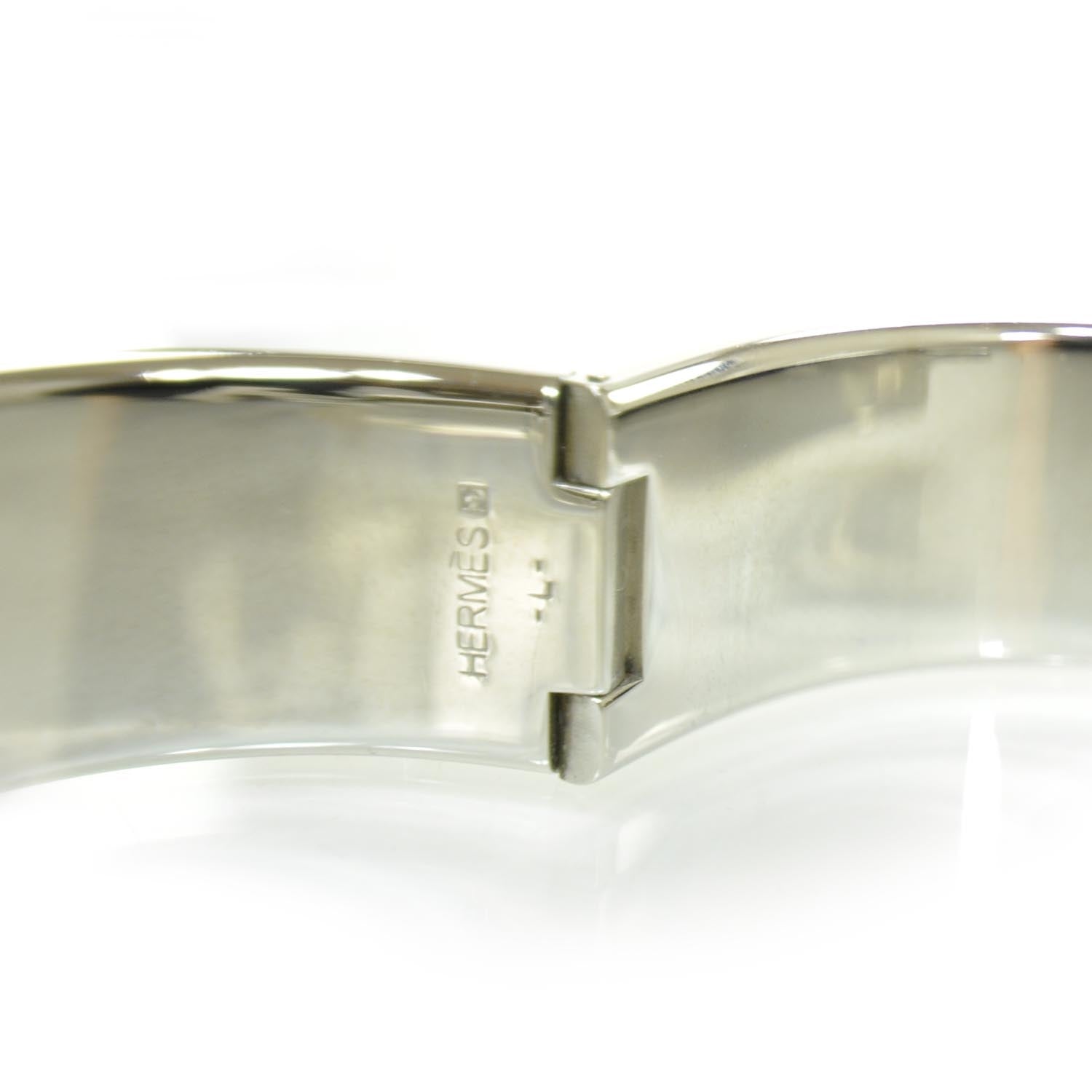 Hermes Enamel Clic Clac H Bracelet Wide Pink Silver 4 of 5