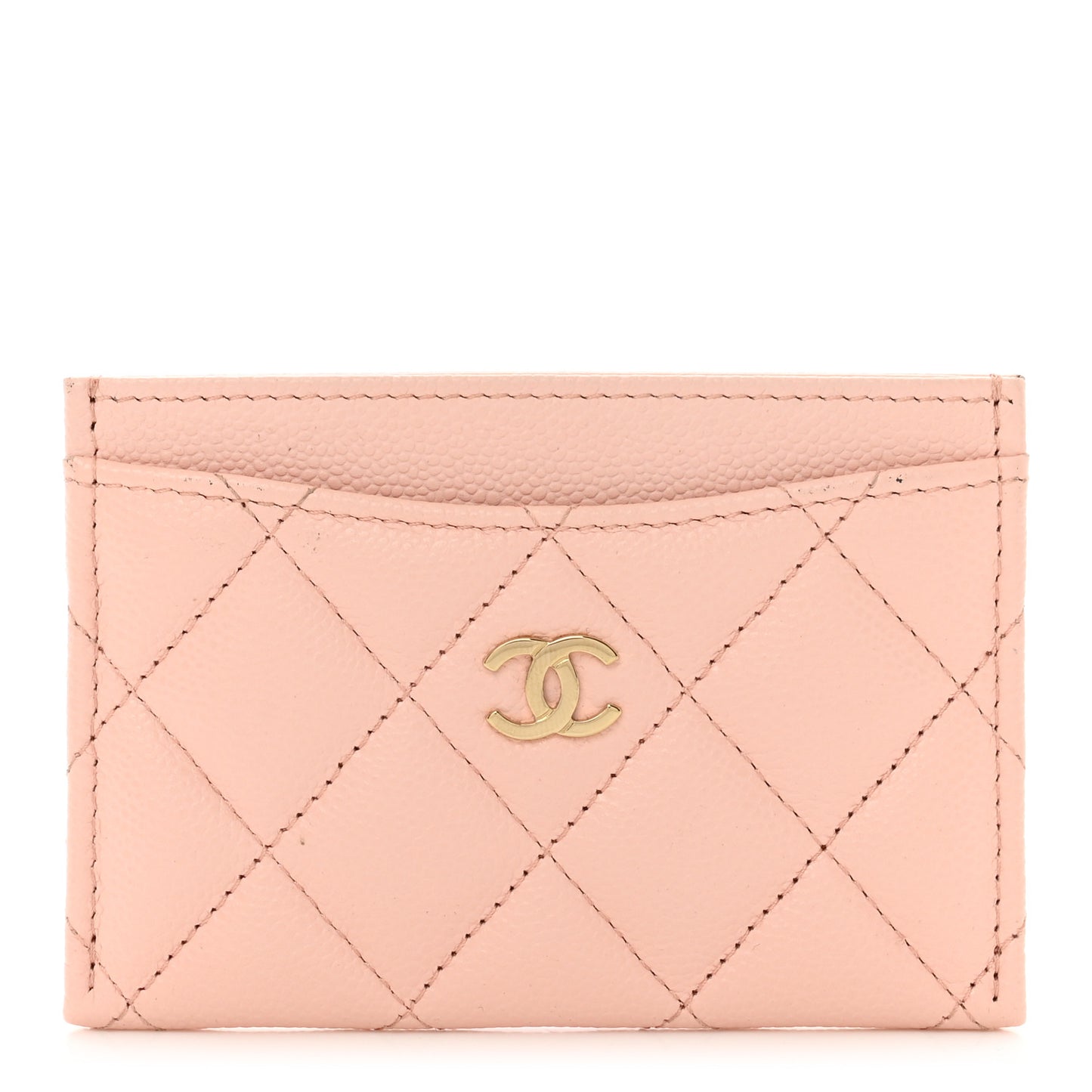 Caviar Quilted Card Holder Light Pink