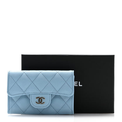 Chanel Caviar Quilted Flap Card Holder Wallet Light Blue 9 of 9