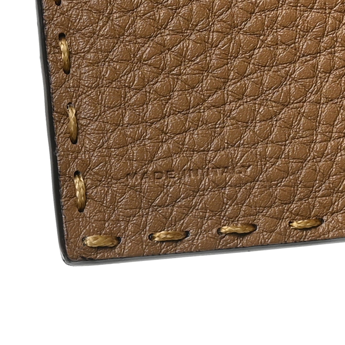 Cuoio Romano Selleria Logo Bi-Color Card Holder Ivory Brown