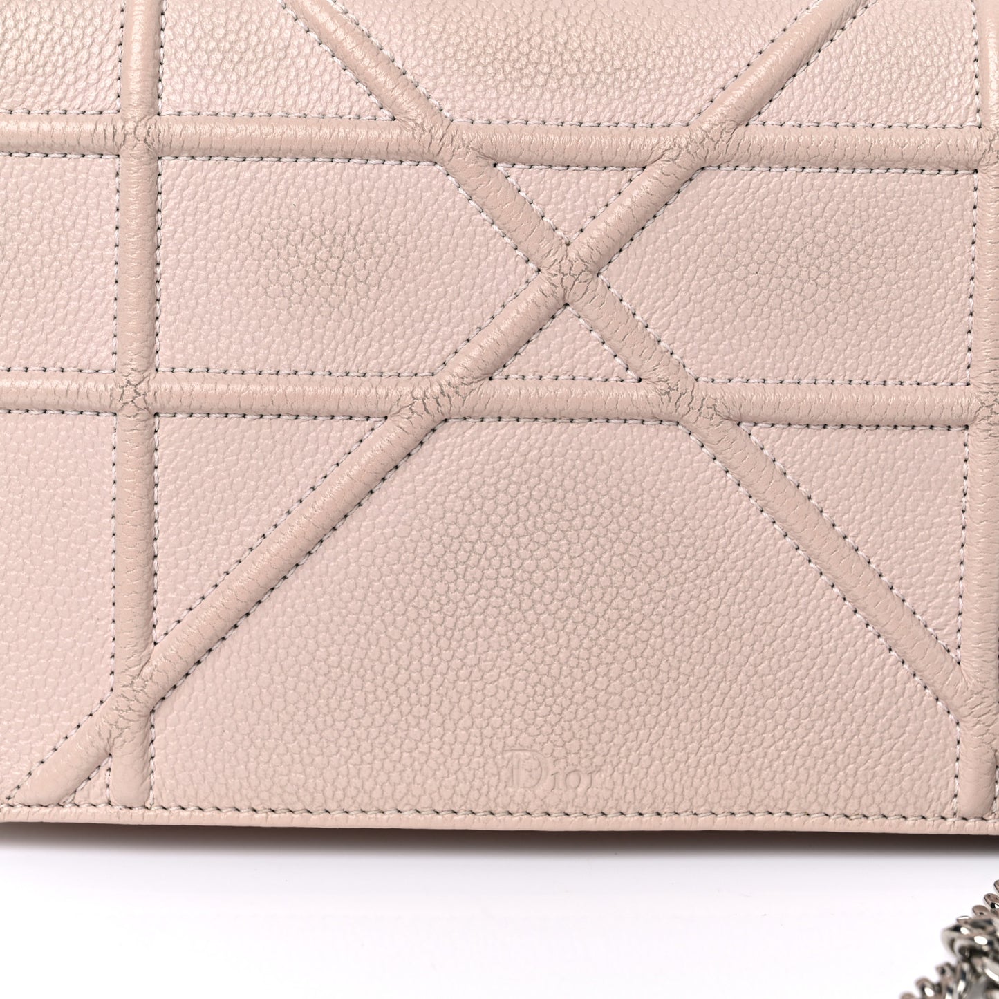 Grained Calfskin Diorama Wallet on Chain Pouch Rose Poudre
