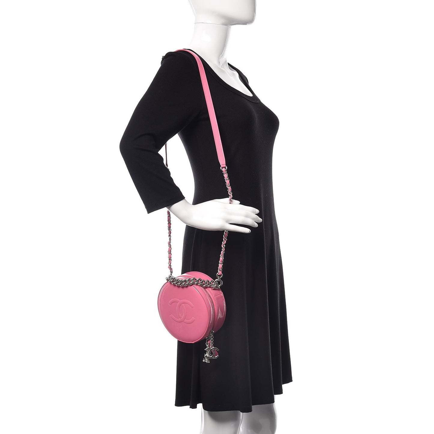 Patent Round As Earth Evening Bag Pink