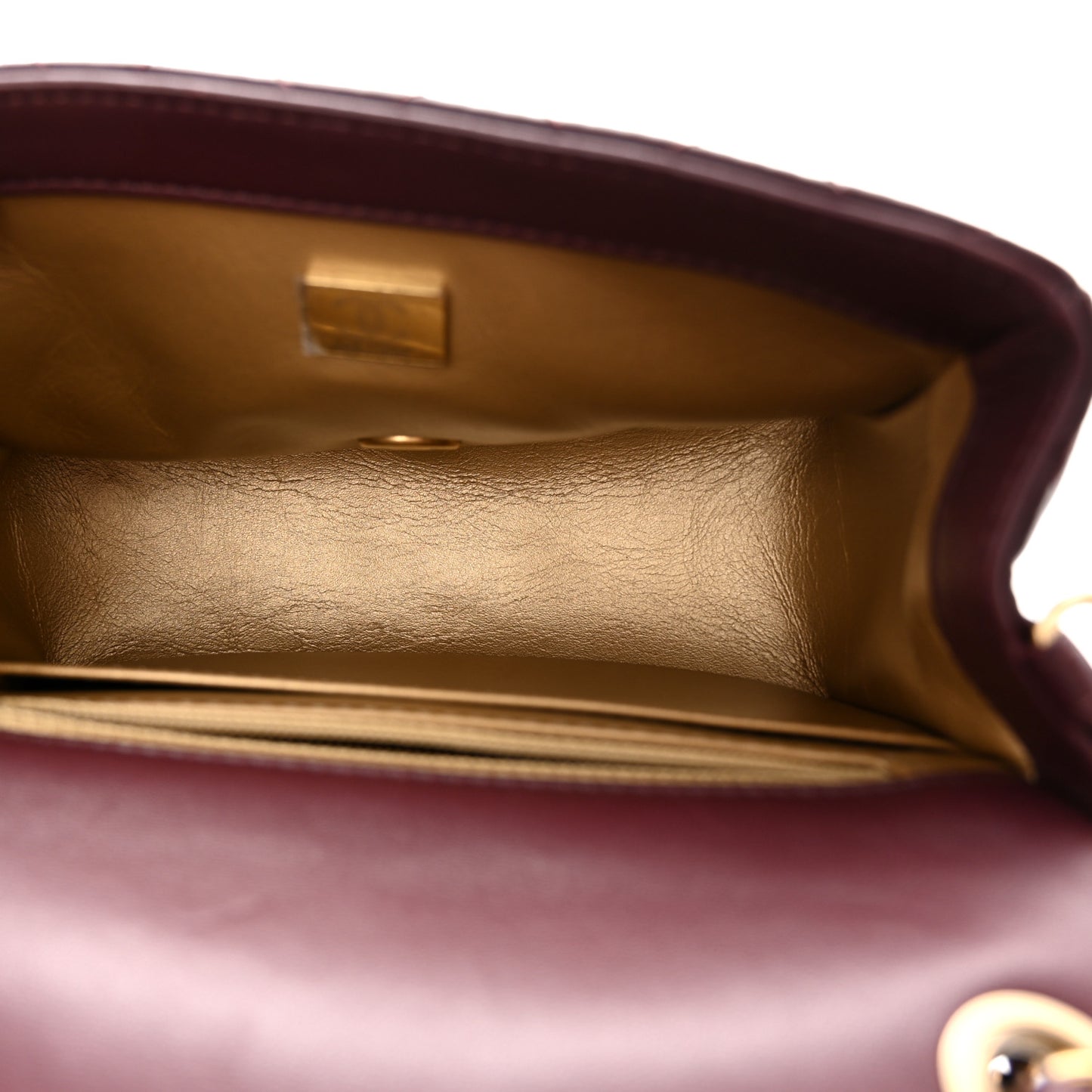 Lambskin Quilted Mini Pearl Crush Flap Burgundy