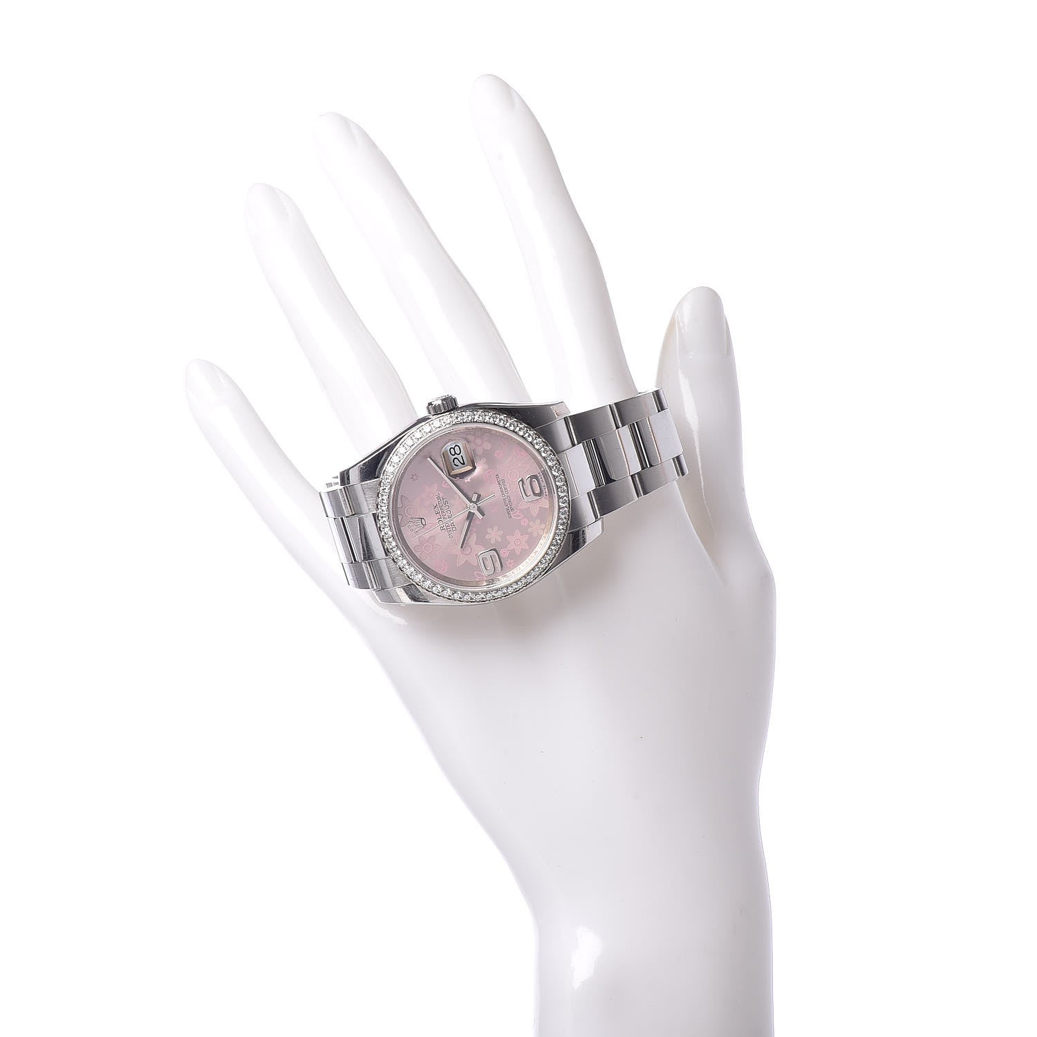 Rolex Stainless Steel 18K White Gold Diamond 36mm Oyster Perpetual Datejust Watch Pink Flowers 116244 2 of 7