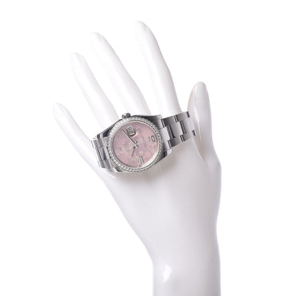 Rolex Stainless Steel 18K White Gold Diamond 36mm Oyster Perpetual Datejust Watch Pink Flowers 116244 2 of 7