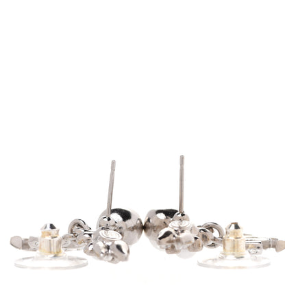 Chanel Crystal Pearl CC Leaf Earrings Silver 3 of 5