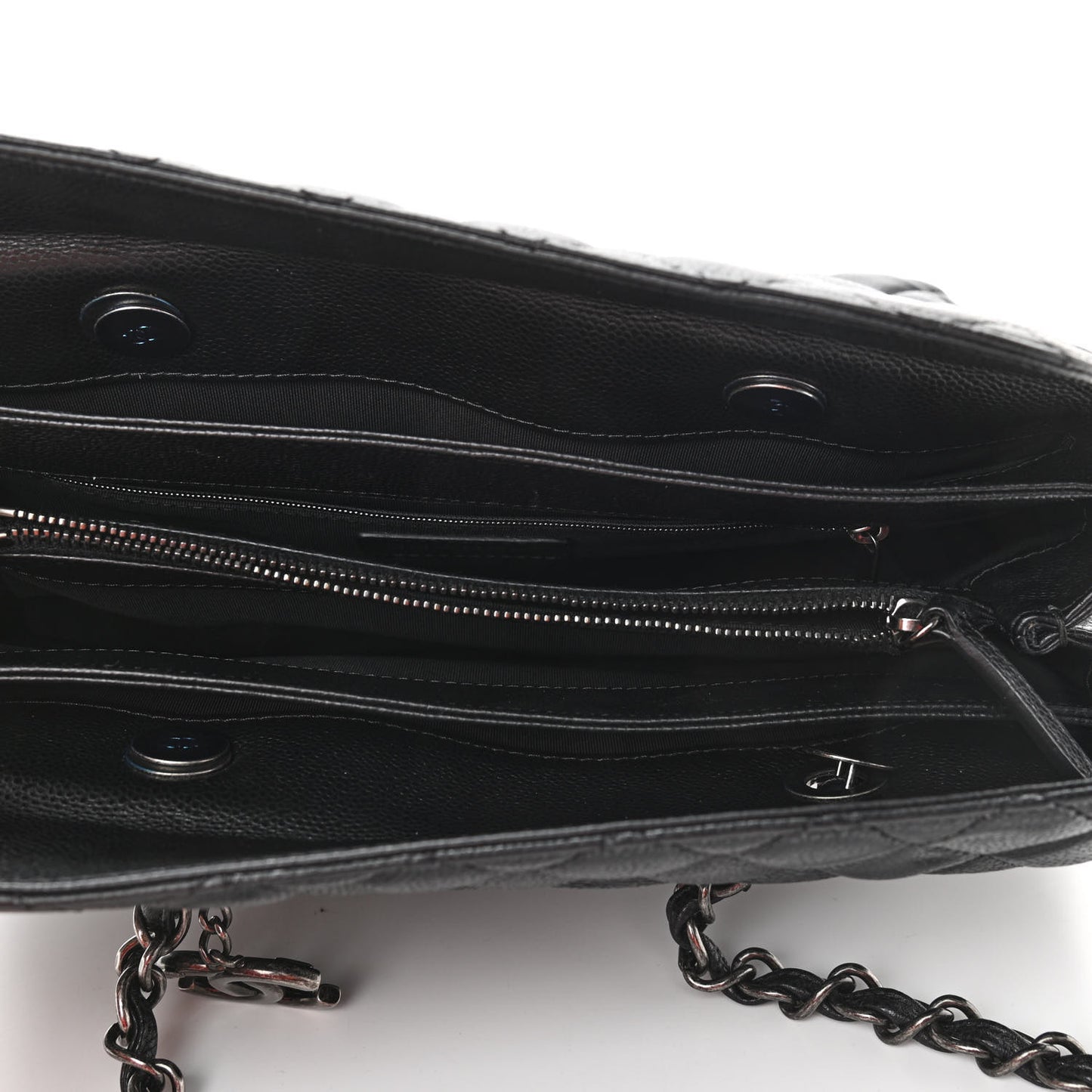 Caviar Quilted City Shopping Tote Black