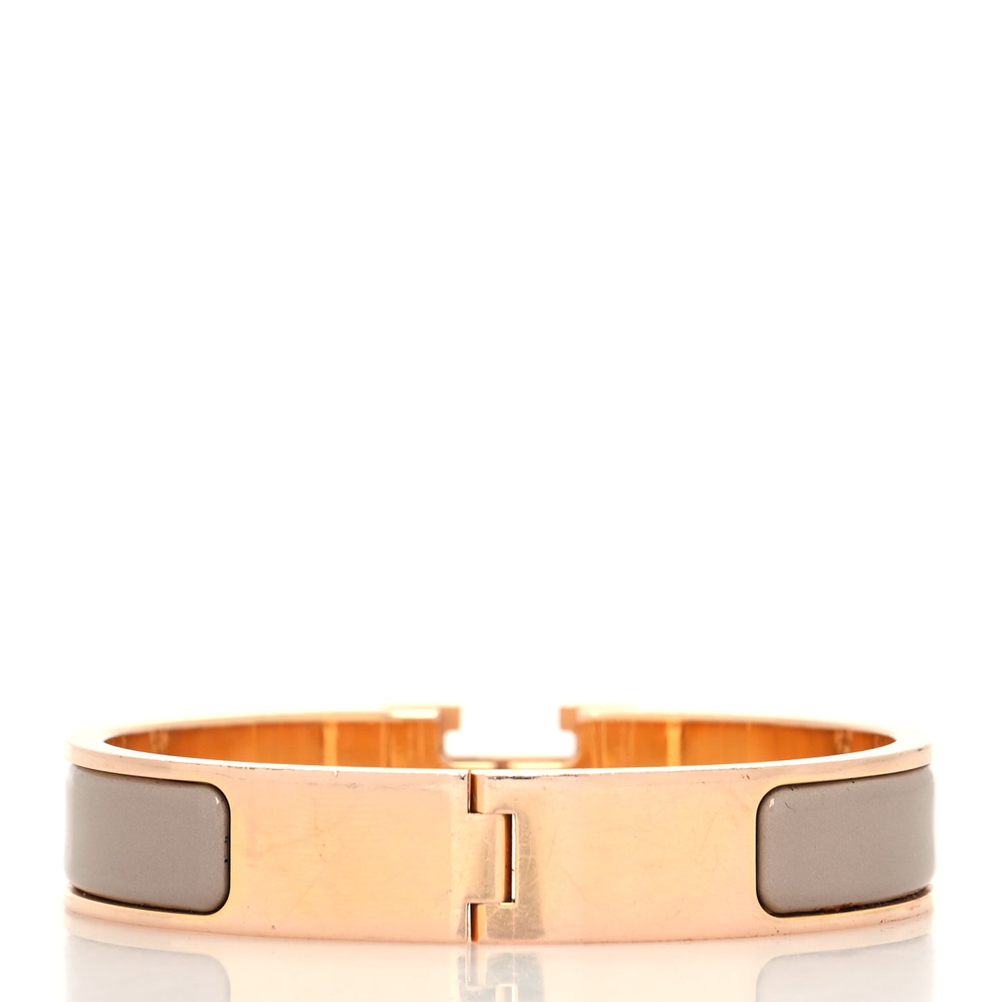 Enamel Narrow Clic Clac H Bracelet PM Marron Glace