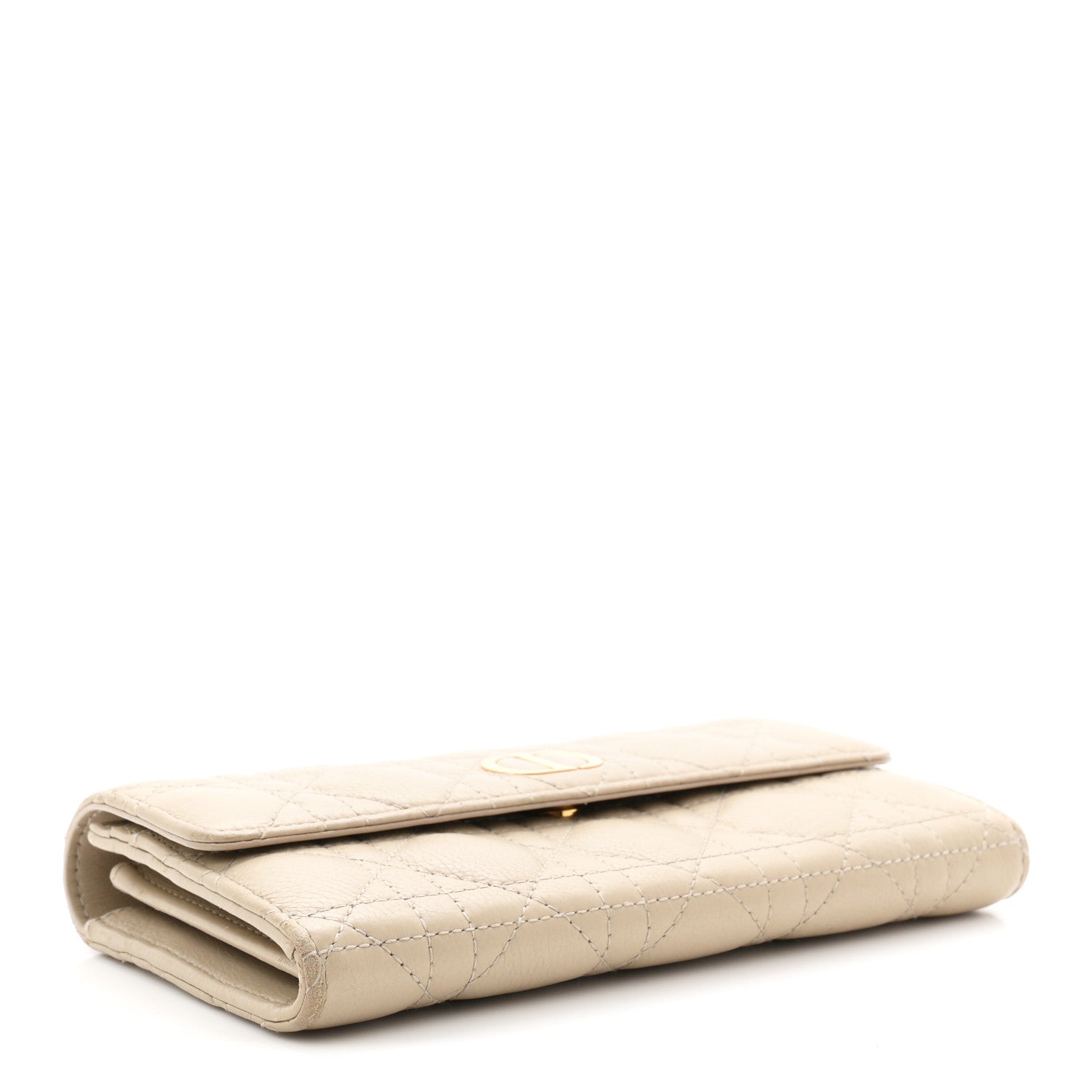 Christian Dior Supple Calfskin Cannage Caro Wallet Sand 4 of 7