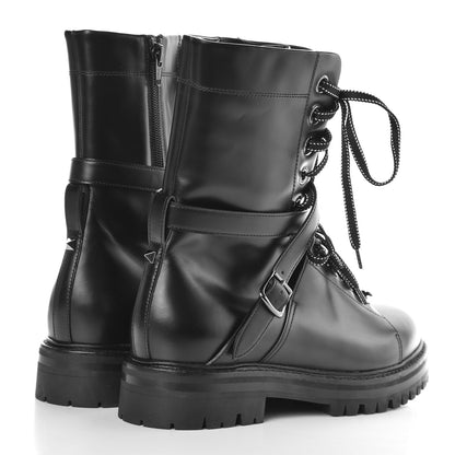 Valentino Garavani Smooth Calfskin Rockstud Buckled 25mm Combat Boots 39 Black 4 of 11