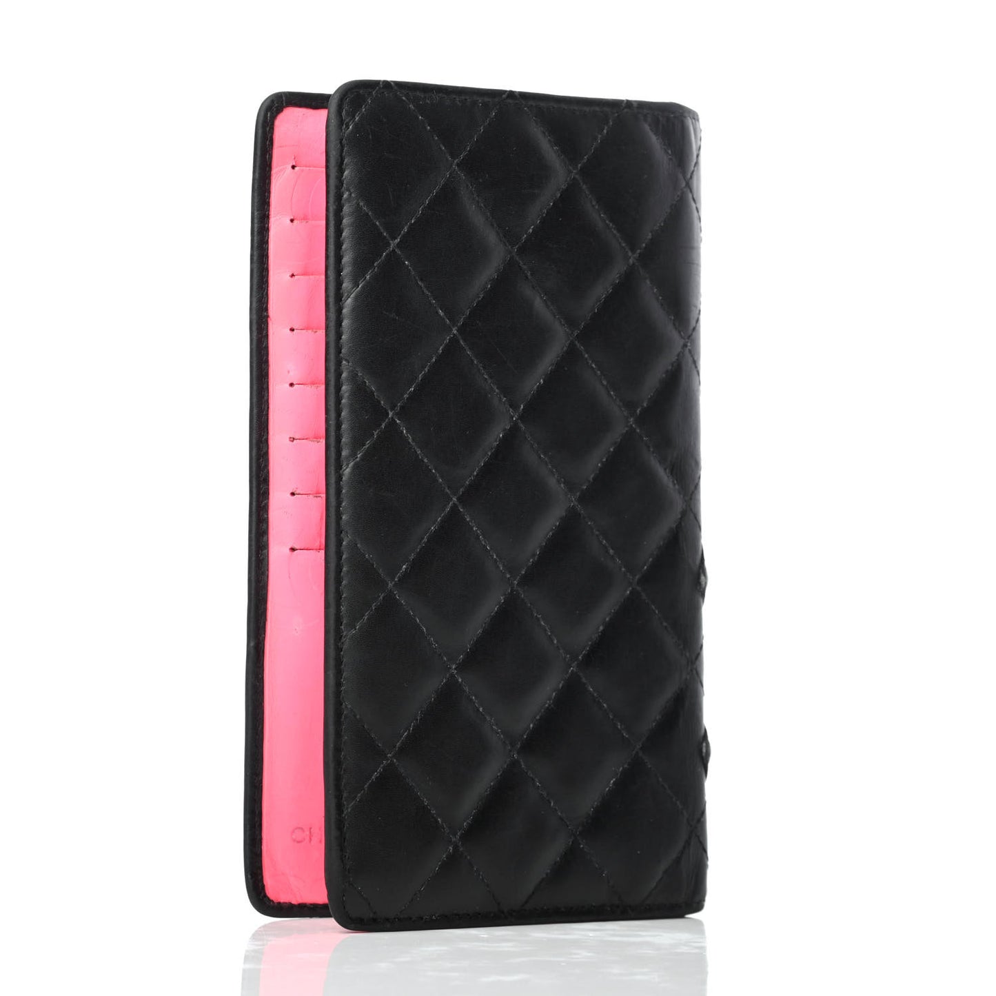 Calfskin Quilted Cambon Yen Wallet Black