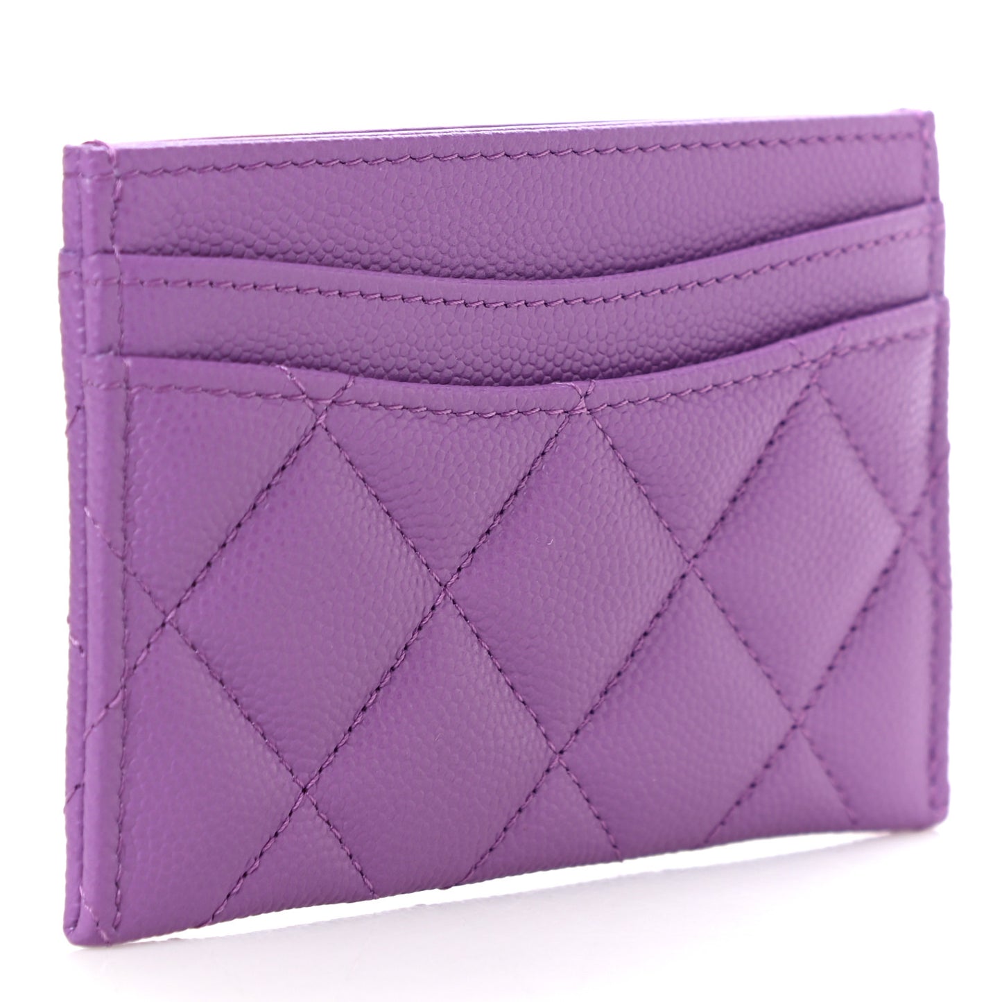 Caviar Quilted Card Holder Purple