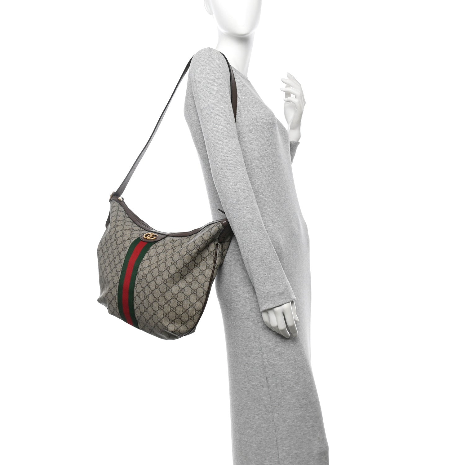 Gucci GG Supreme Monogram Web Ophidia Half Moon Hobo Brown 2 of 11