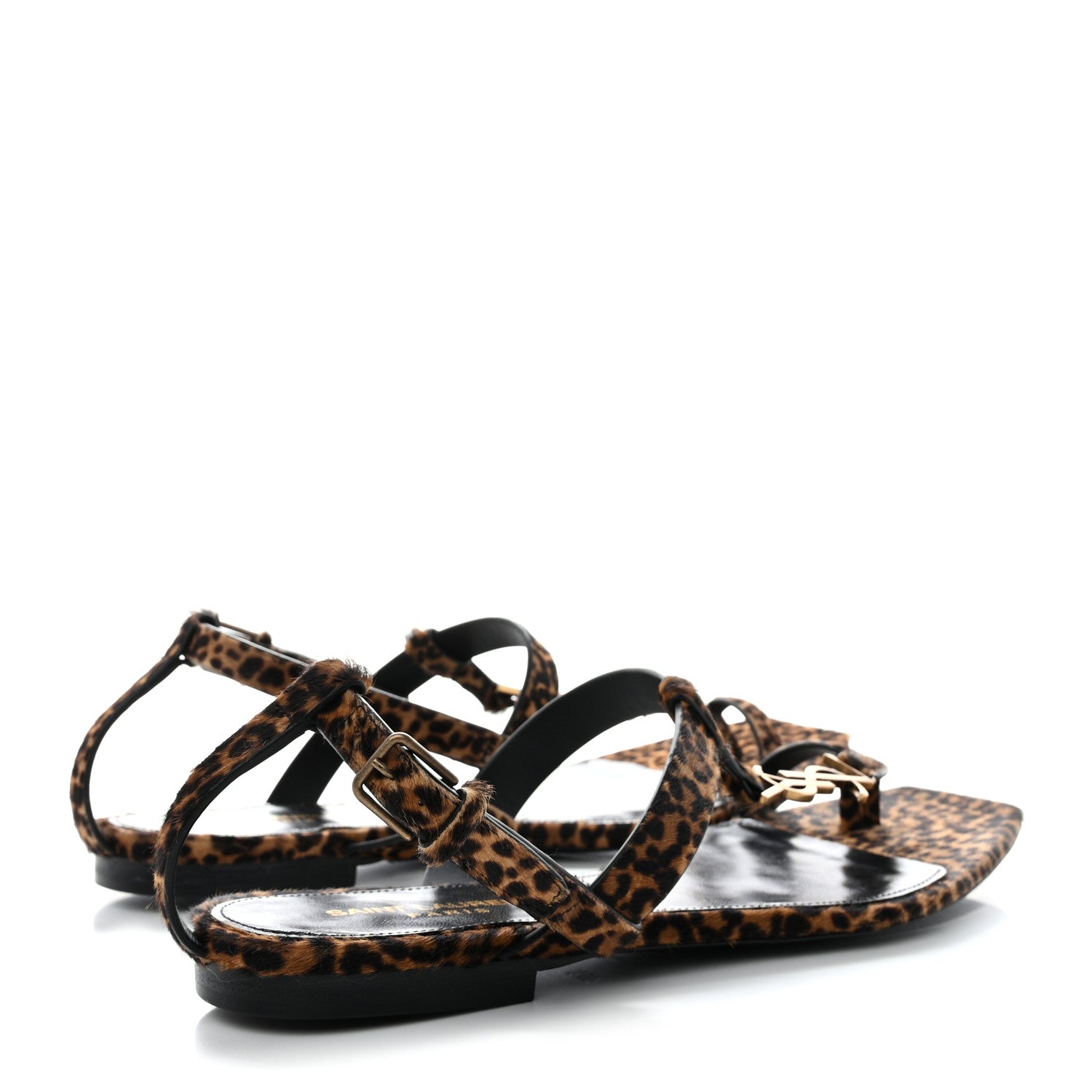 Saint Laurent Pony Hair Leopard Cassandra Monogram Sandals 40.5 Naturale 4 of 10