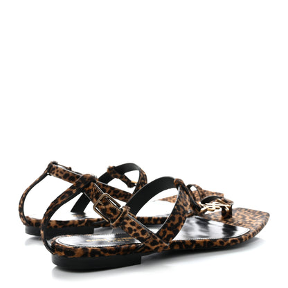 Saint Laurent Pony Hair Leopard Cassandra Monogram Sandals 40.5 Naturale 4 of 10