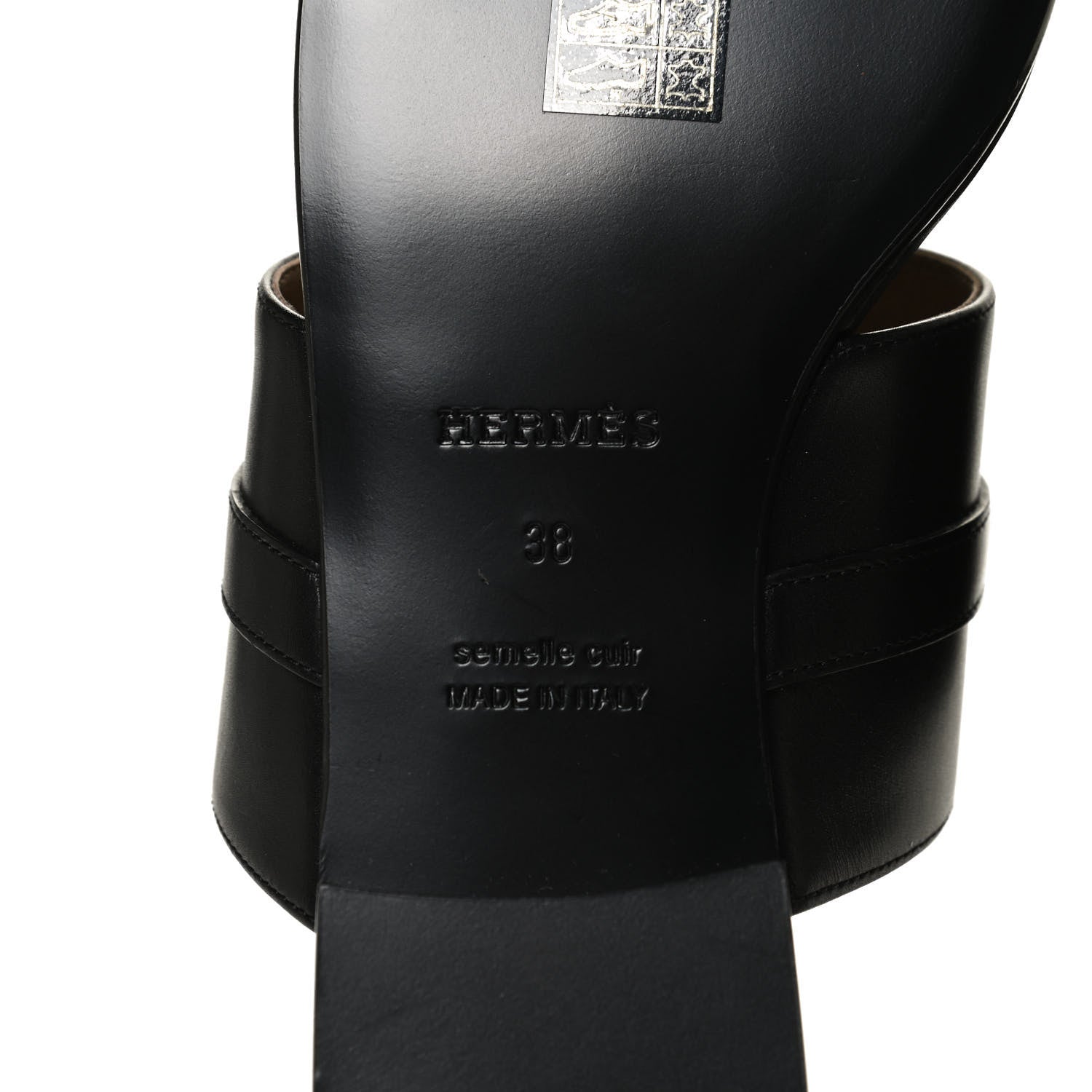 Hermes Calfskin Avenue Sandals 38 Black 8 of 9