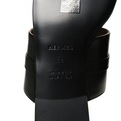 Hermes Calfskin Avenue Sandals 38 Black 8 of 9