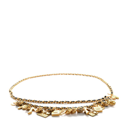 Chanel Lambskin Gold Chain Iconic Charm Belt Black Gold 1 of 5
