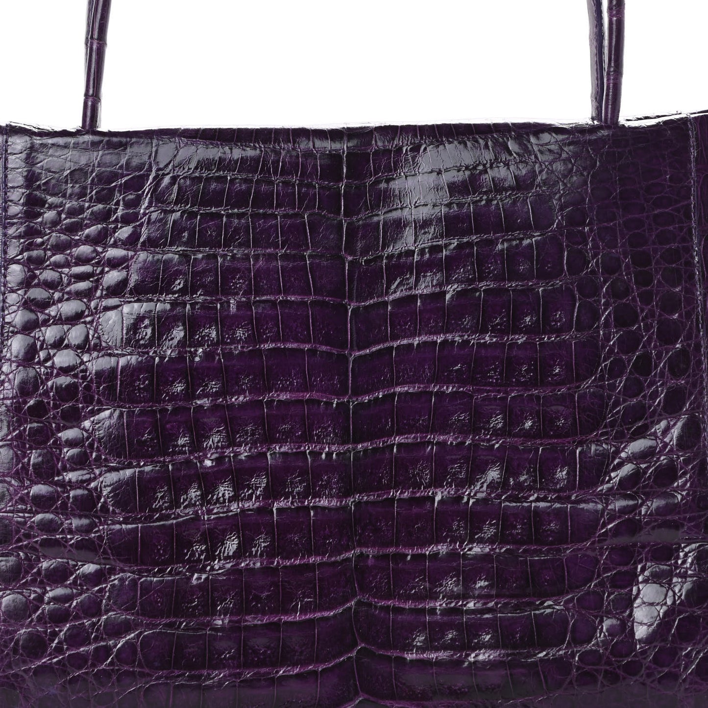Crocodile Medium Wallis Top Handle Satchel Purple