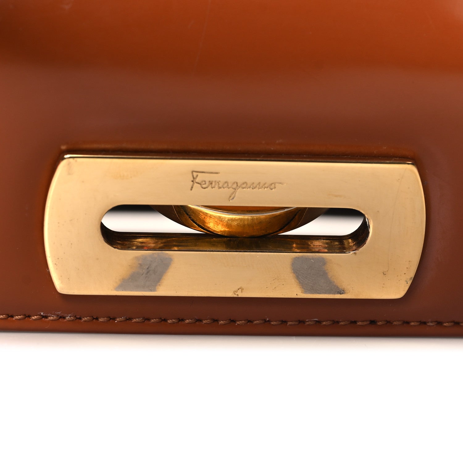 Salvatore Ferragamo Brushed Off Calfskin Small Iconic Top Handle Cuoio 14 of 15