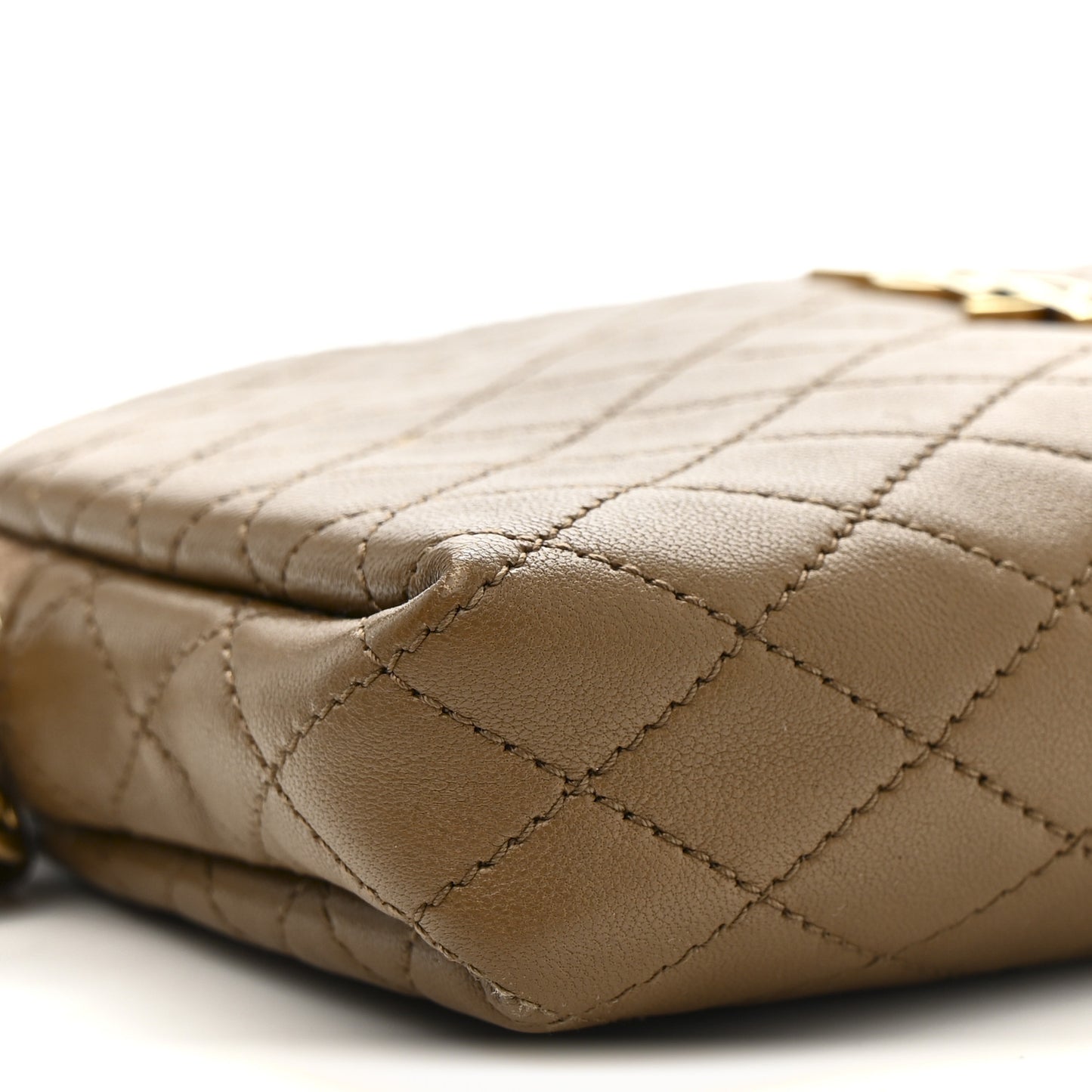 Lambskin Quilted Gaby Zipped Pouch Dark Cork