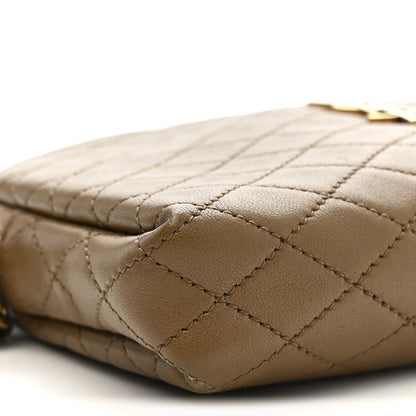 Saint Laurent Lambskin Quilted Gaby Zipped Pouch Dark Cork 9 of 11