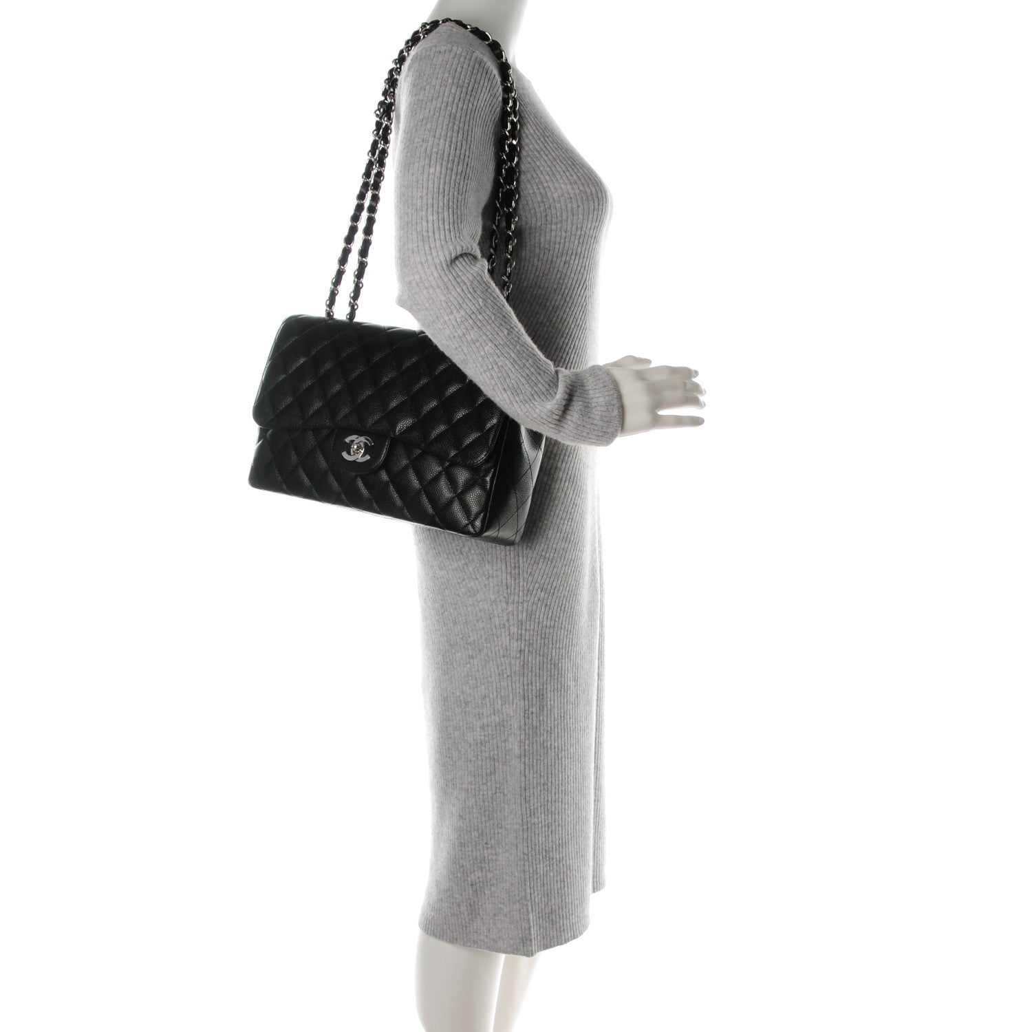 Chanel Caviar Quilted Jumbo Single Flap Black 2 of 8