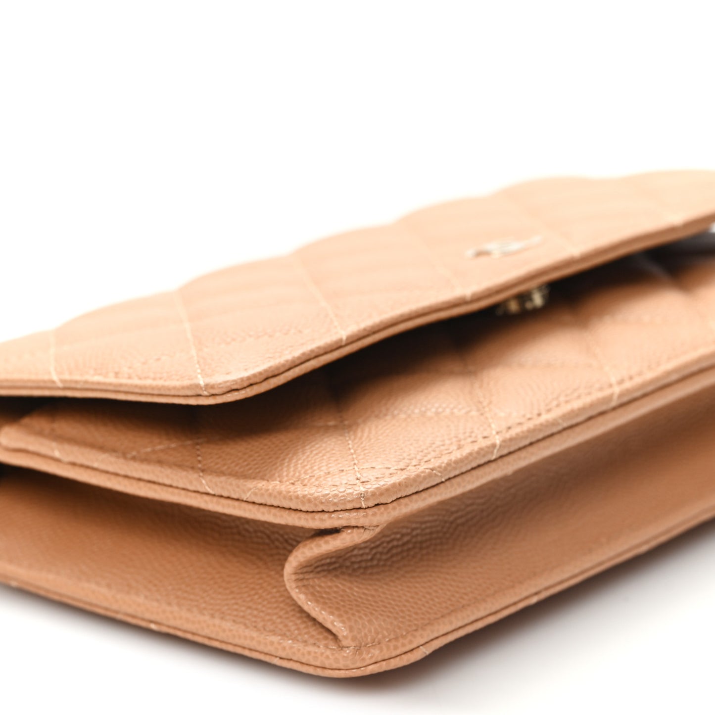 Caviar Quilted Wallet On Chain WOC Beige