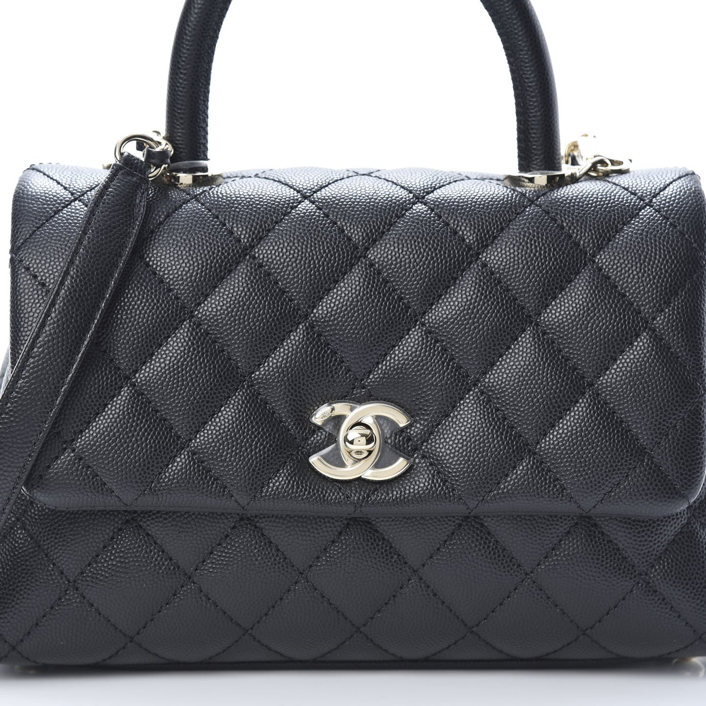 Caviar Quilted Mini Coco Handle Flap Black