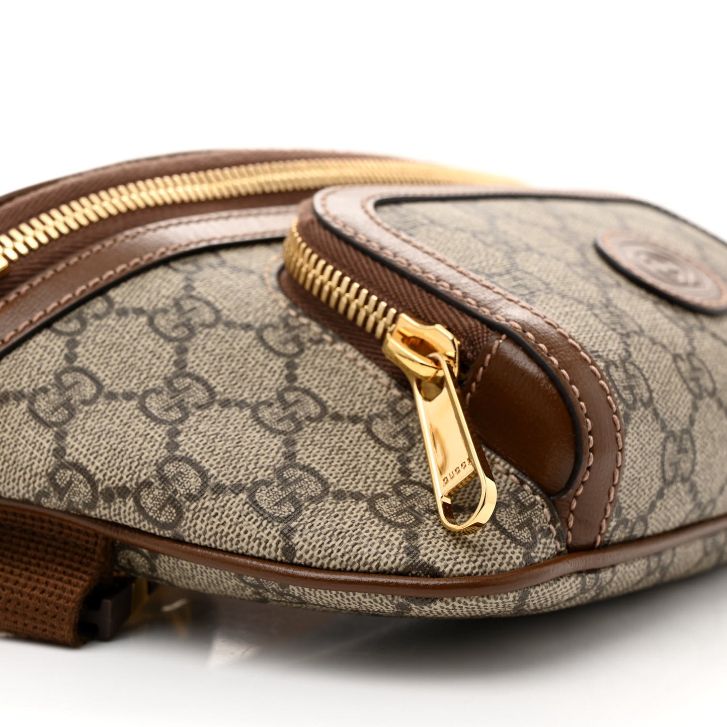 GG Supreme Monogram Textured Calfskin Retro Interlocking G Belt Bag Beige Ebony Brown Sugar