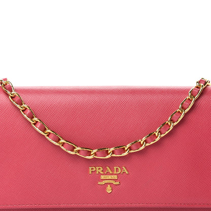Prada Saffiano Metal Oro Chain Wallet Peonia 10 of 10