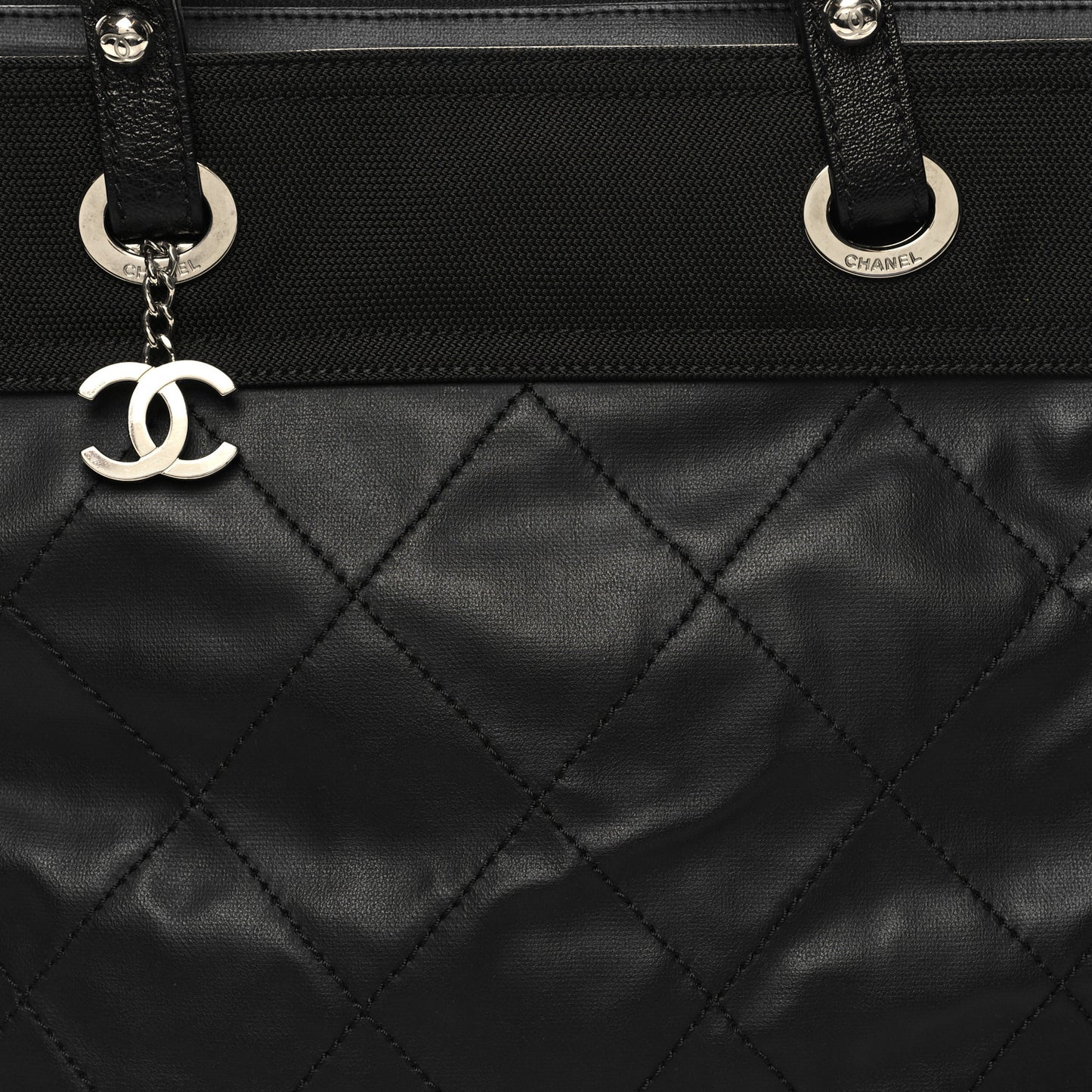 Coated Canvas Quilted Large Paris Biarritz Tote Black