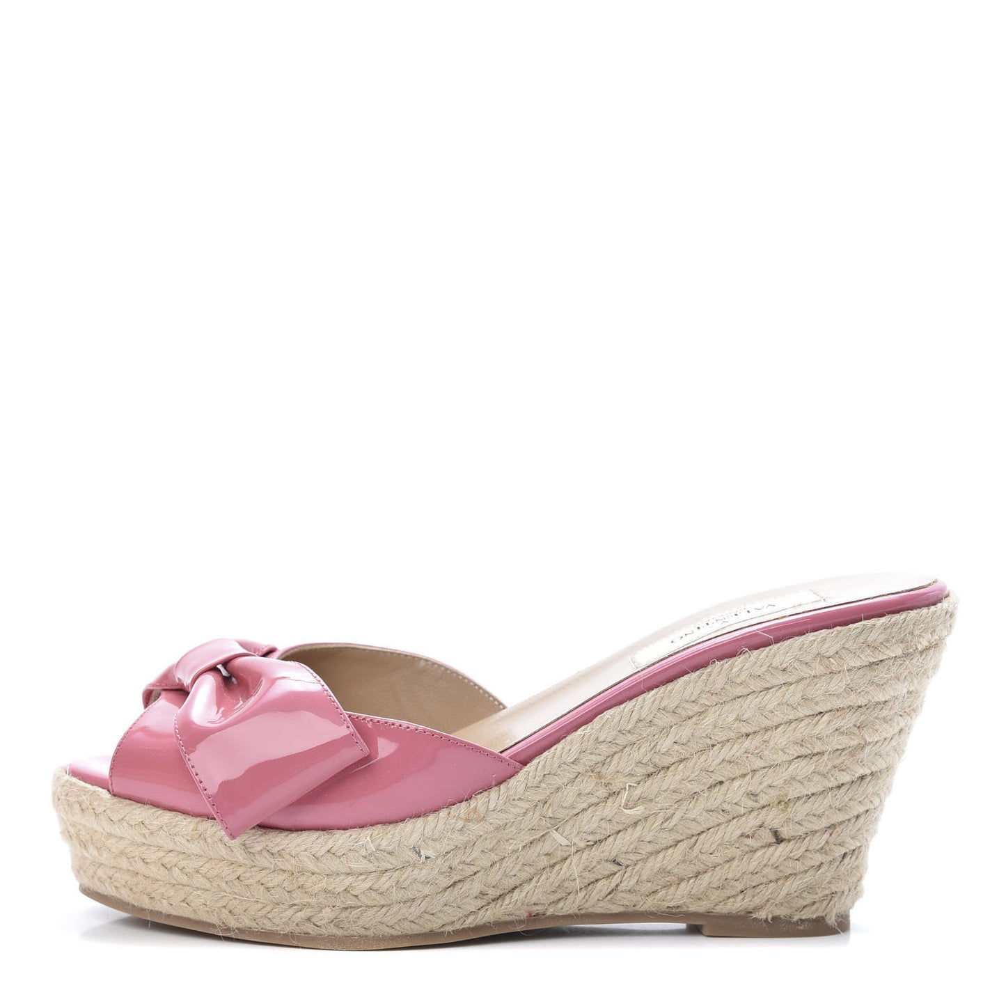 Patent Mena Bow Espadrille Wedges 37 Pink Rose