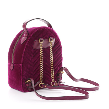 Gucci Velvet Matelasse GG Marmont Dome Backpack Fuchsia Violet Cyclamen 2 of 8