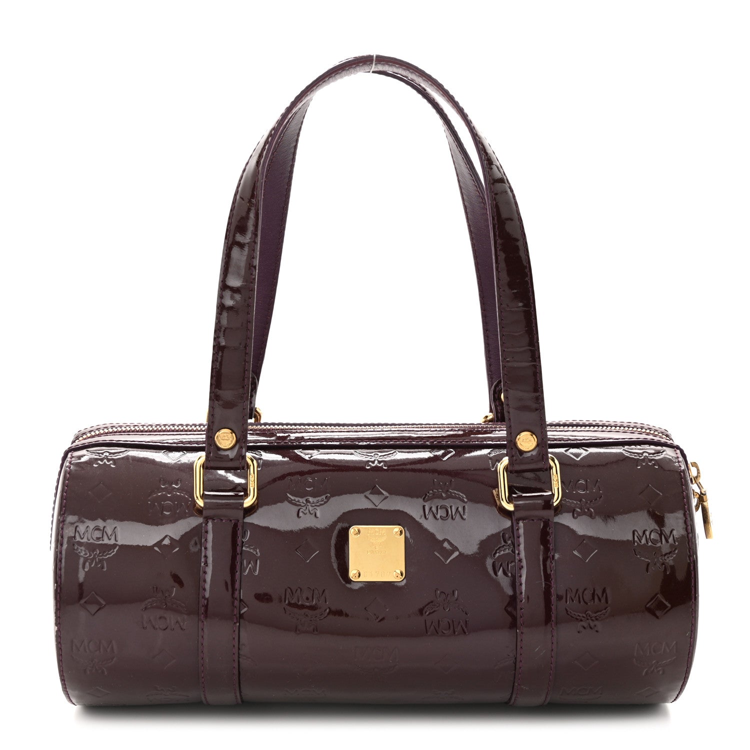 MCM Patent Monogram Essential Barrel Bag Bordeaux 1 of 13